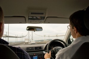 Bobbert driving across the Forth Bridge